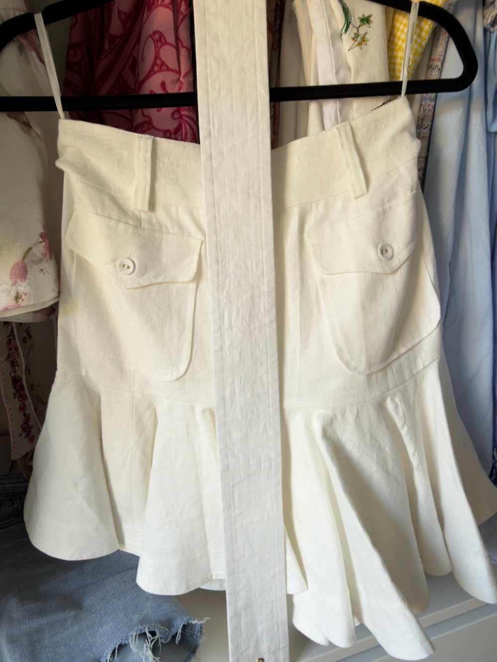 Zimmermann Cream Mini Skirt with Ruffle Hem